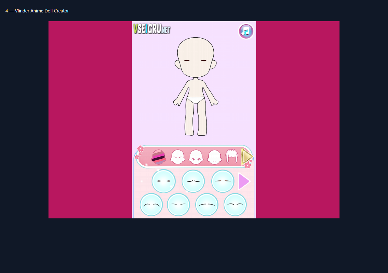 Vlinder Anime Doll Creator during the isolated browser check